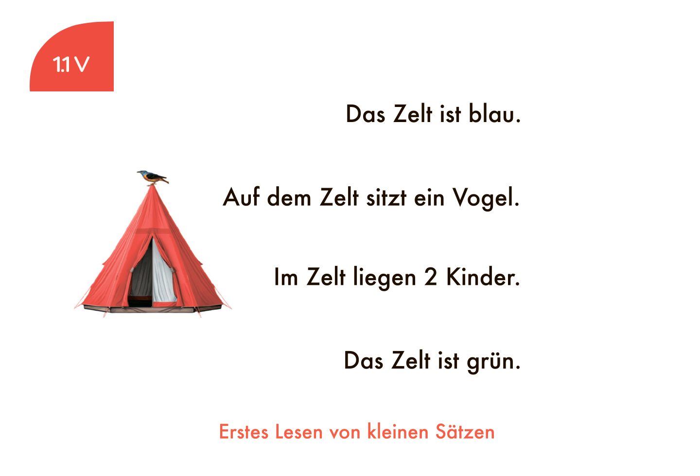 Erstes Lesen von kleinen Sätzen