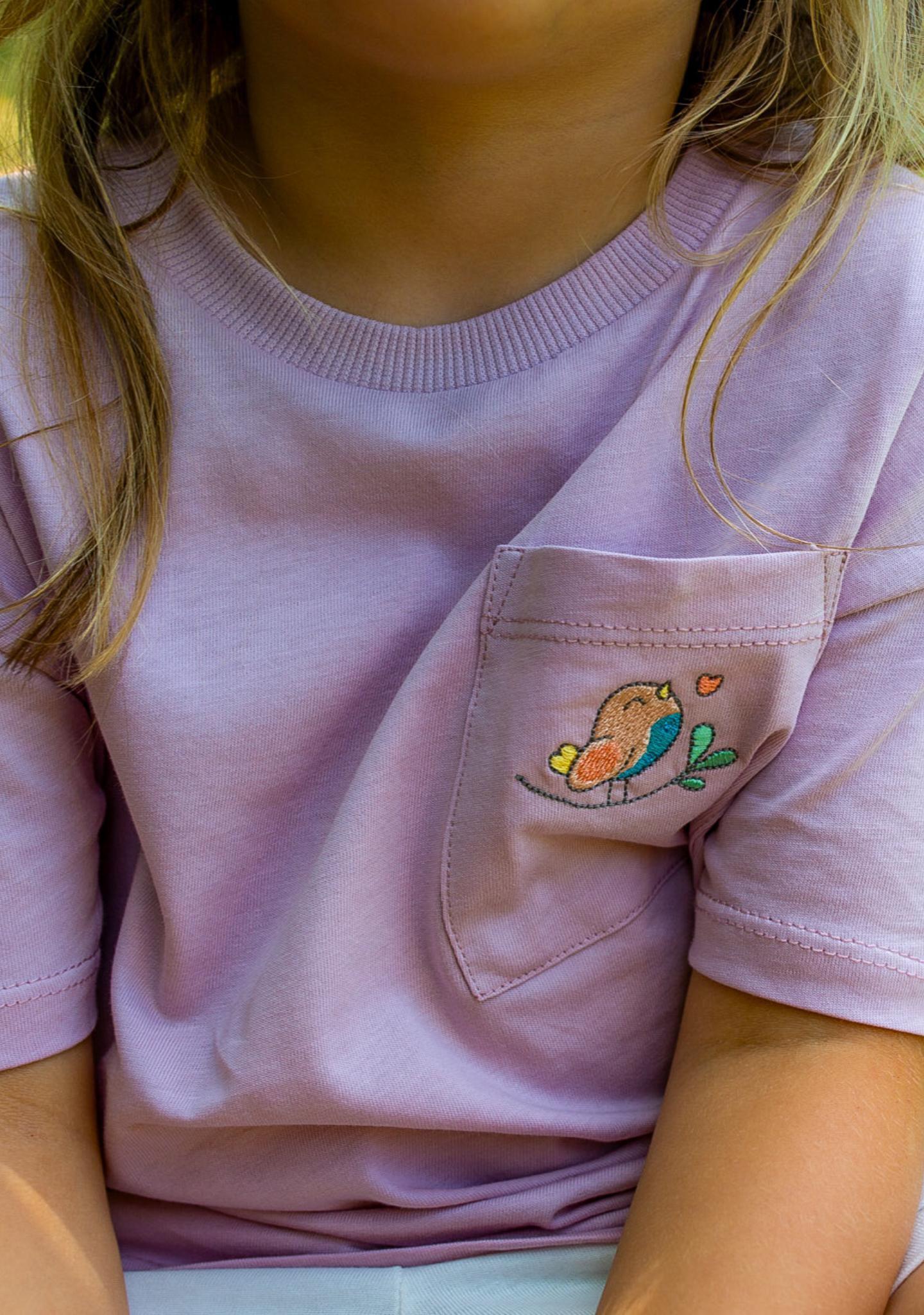 Noah's Ark T-Shirt mit Brusttasche Flieder aus Baumwolle