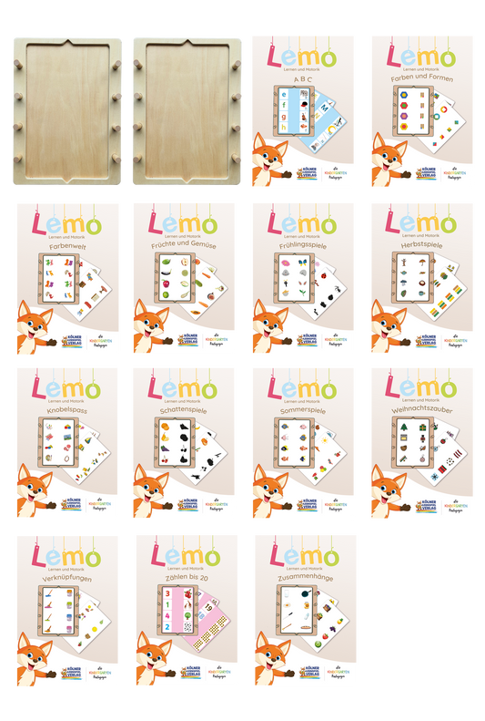 Das Große Lemo Set mit 2 Holzrahmen und 13 Kartensätzen