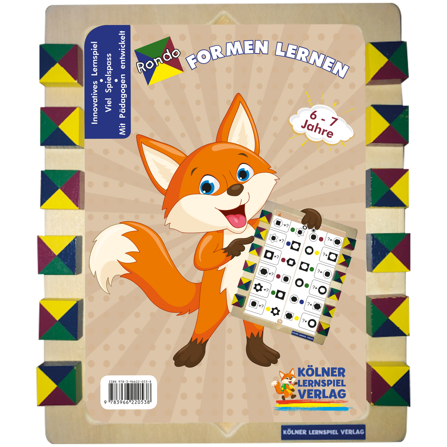 Rondo wooden frame with the card unit Learn shapes