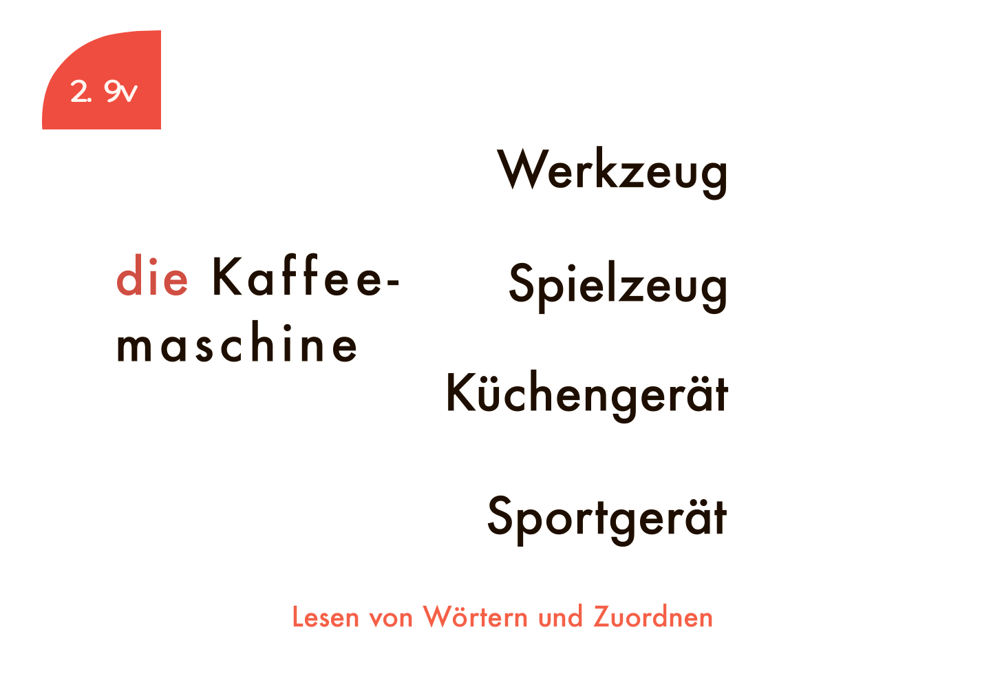 Lesen von Wörtern und Zuordnen