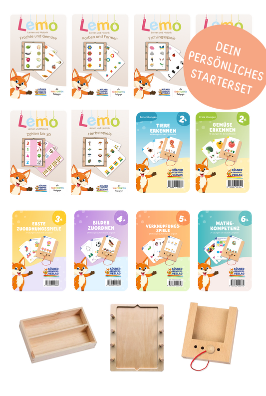 Dein persönliches Lochkasten & Lemo Vorteilspaket: je 6 Kartensätze Deiner Wahl inkl. Aufbewahrung