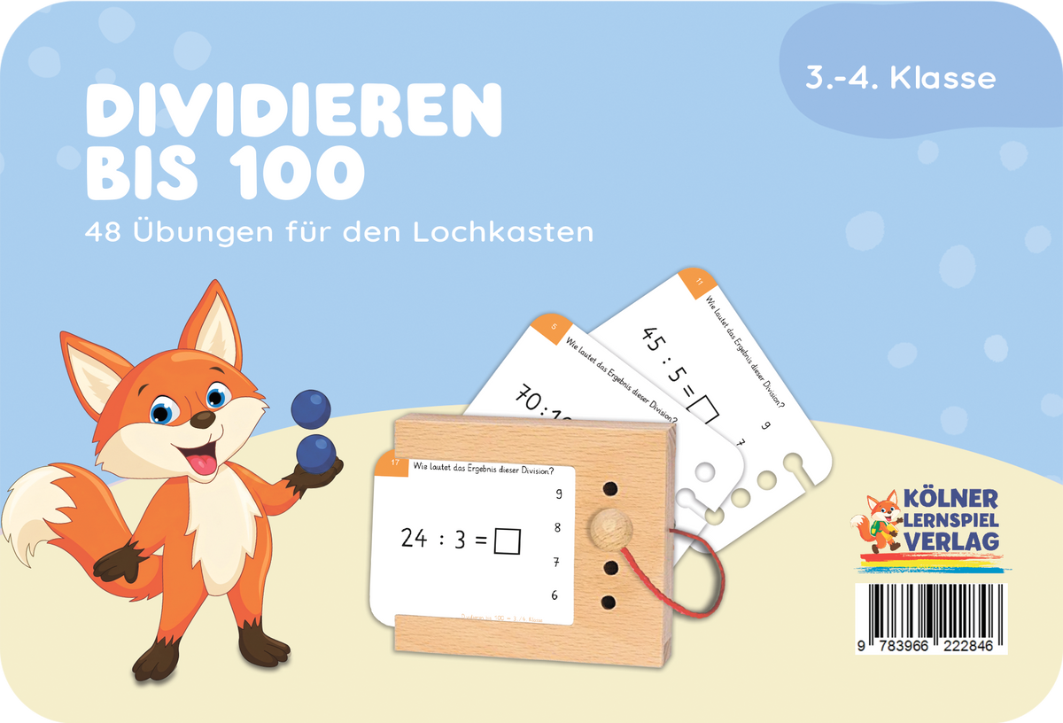 Dividieren bis 100 · 3.–4. Klasse · Kartensatz für den Lochkasten