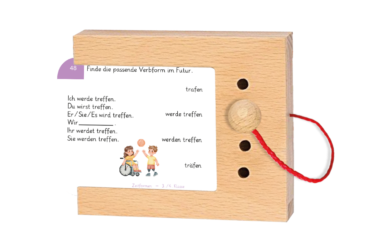 Zeitformen · 3.–4. Klasse · Kartensatz für den Lochkasten