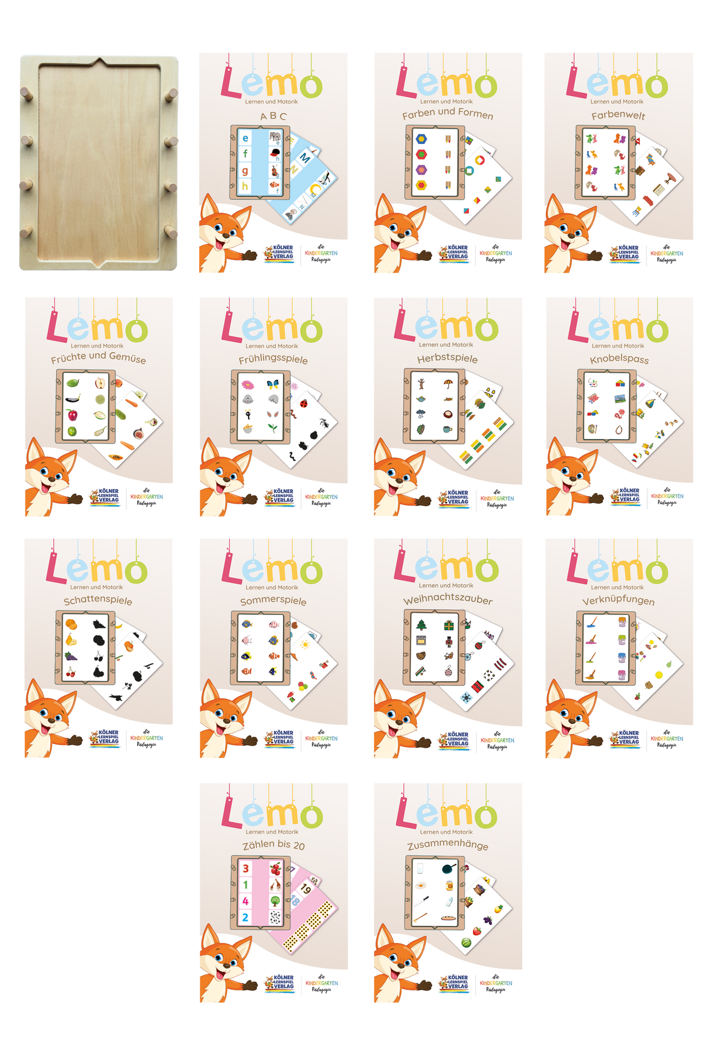 Large Lemo starter set with wooden frame and 11 decks of cards