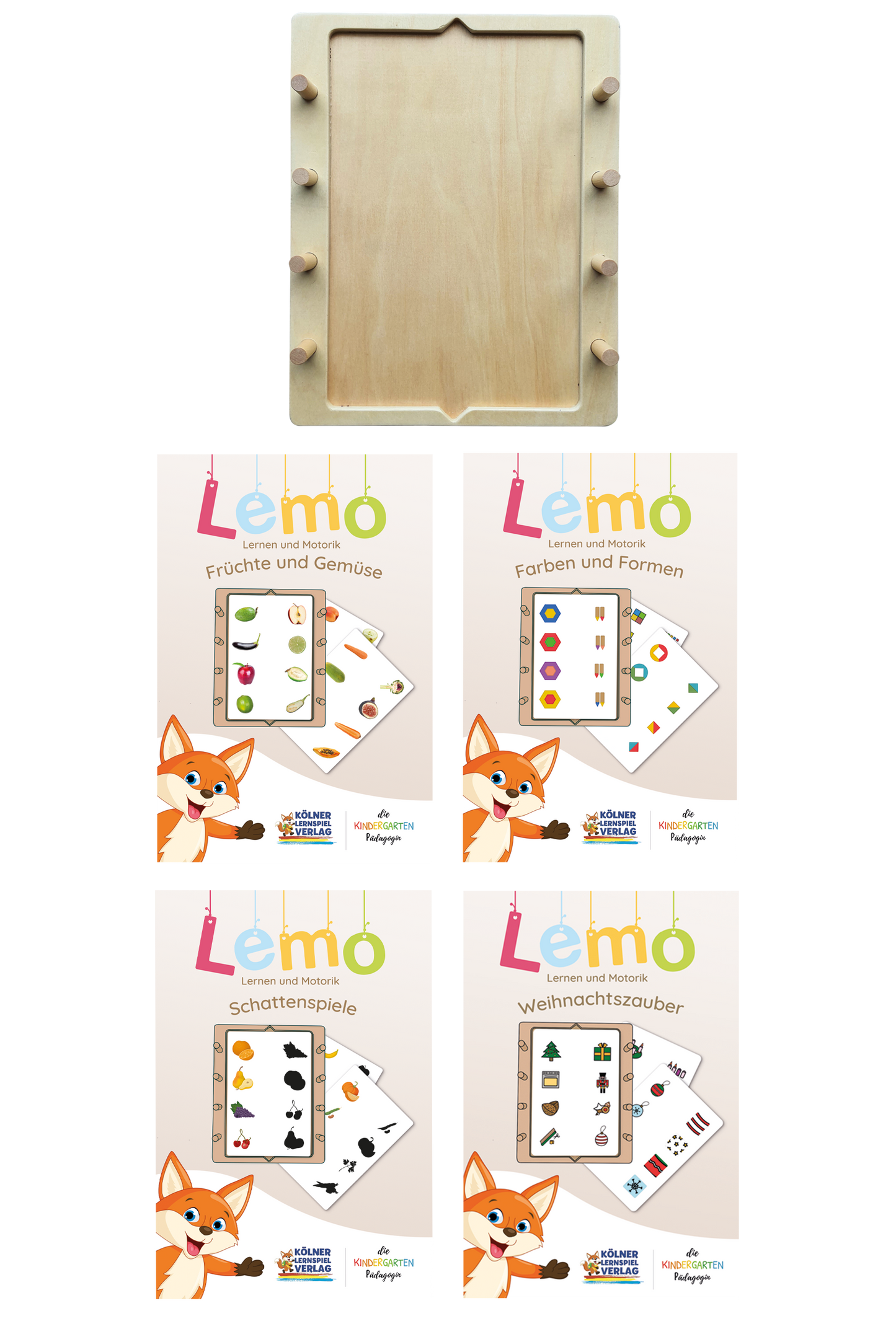 Lemo Starterset ab 3 Jahren: Holzrahmen + 4 Kartensätze