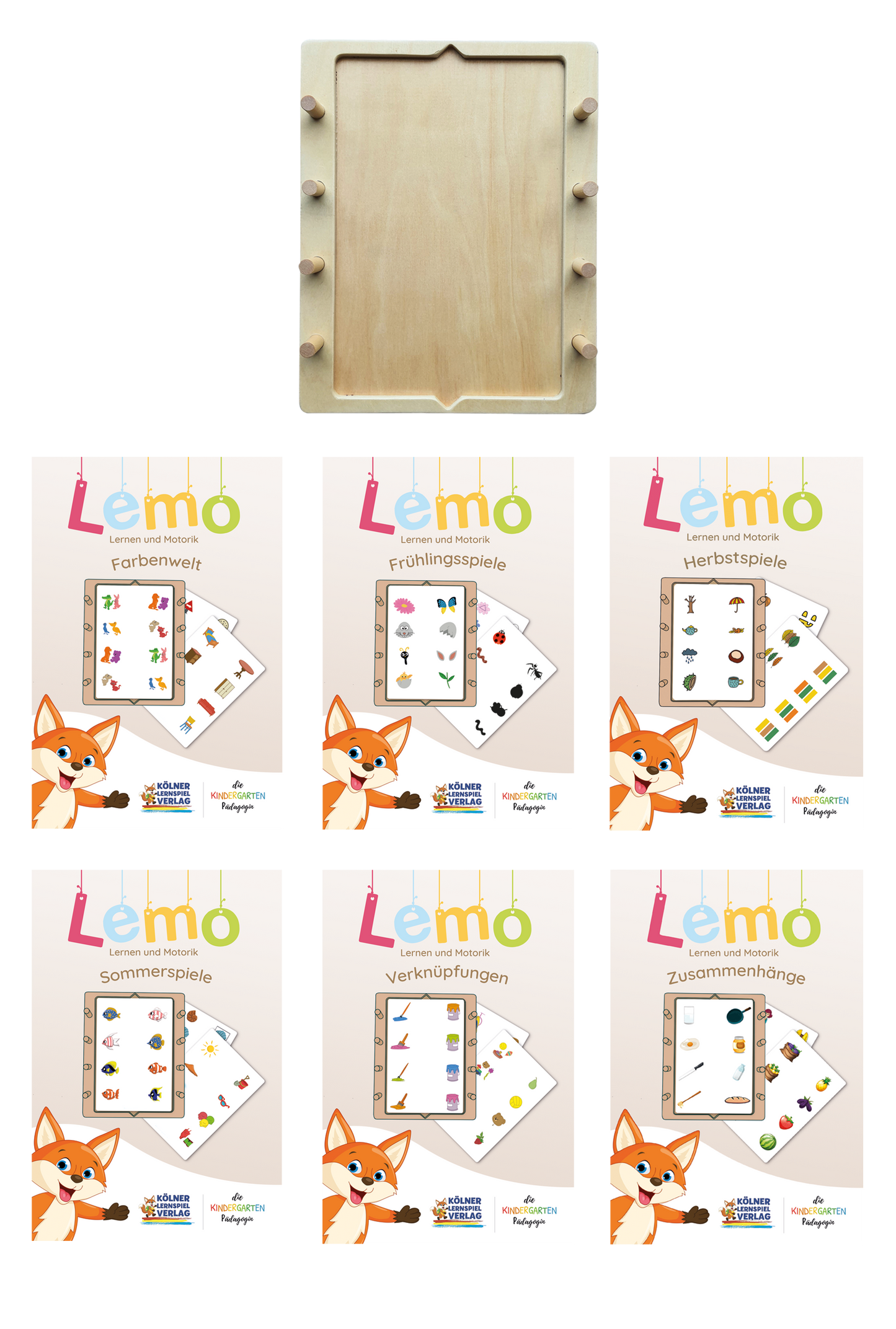 Lemo starter set from 4 years: wooden frame + 5 decks of cards