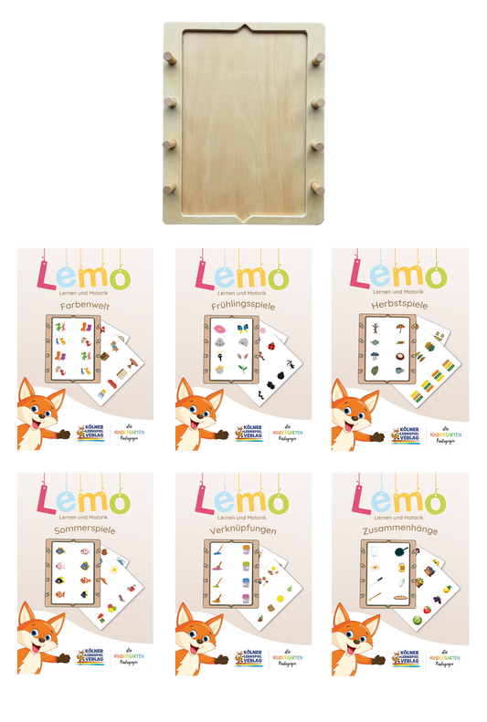 Lemo Starterset ab 4 Jahre: Holzrahmen + 6 Kartensätze