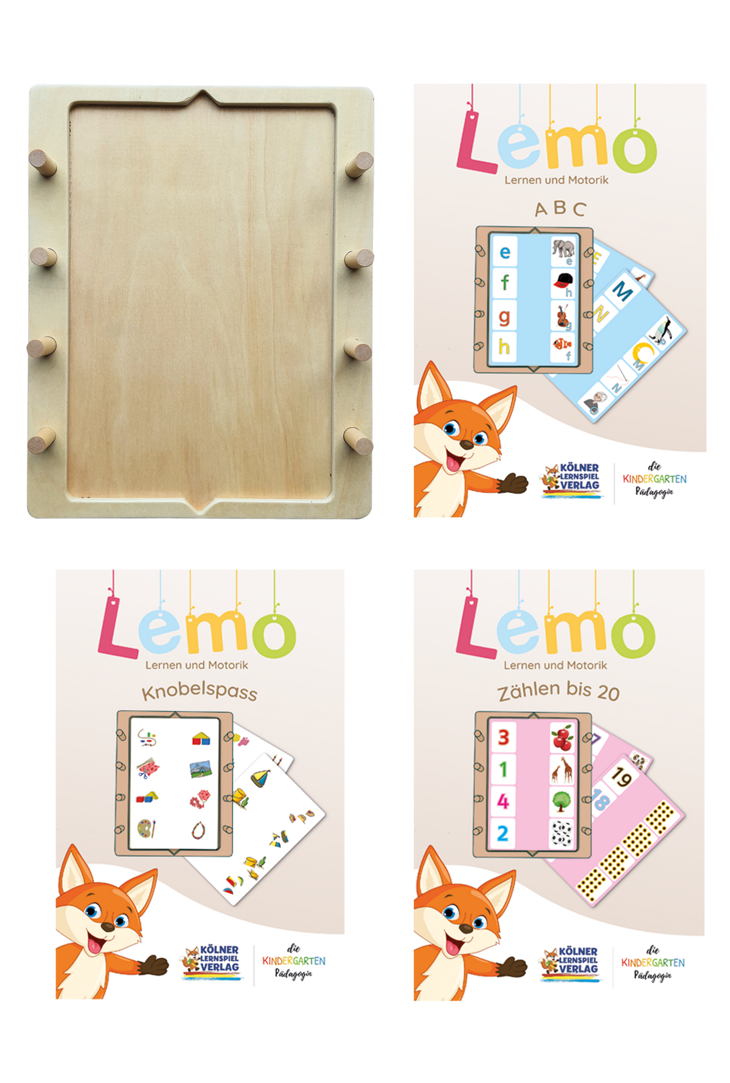 Lemo starter set from 5 years: wooden frame + 3 decks of cards