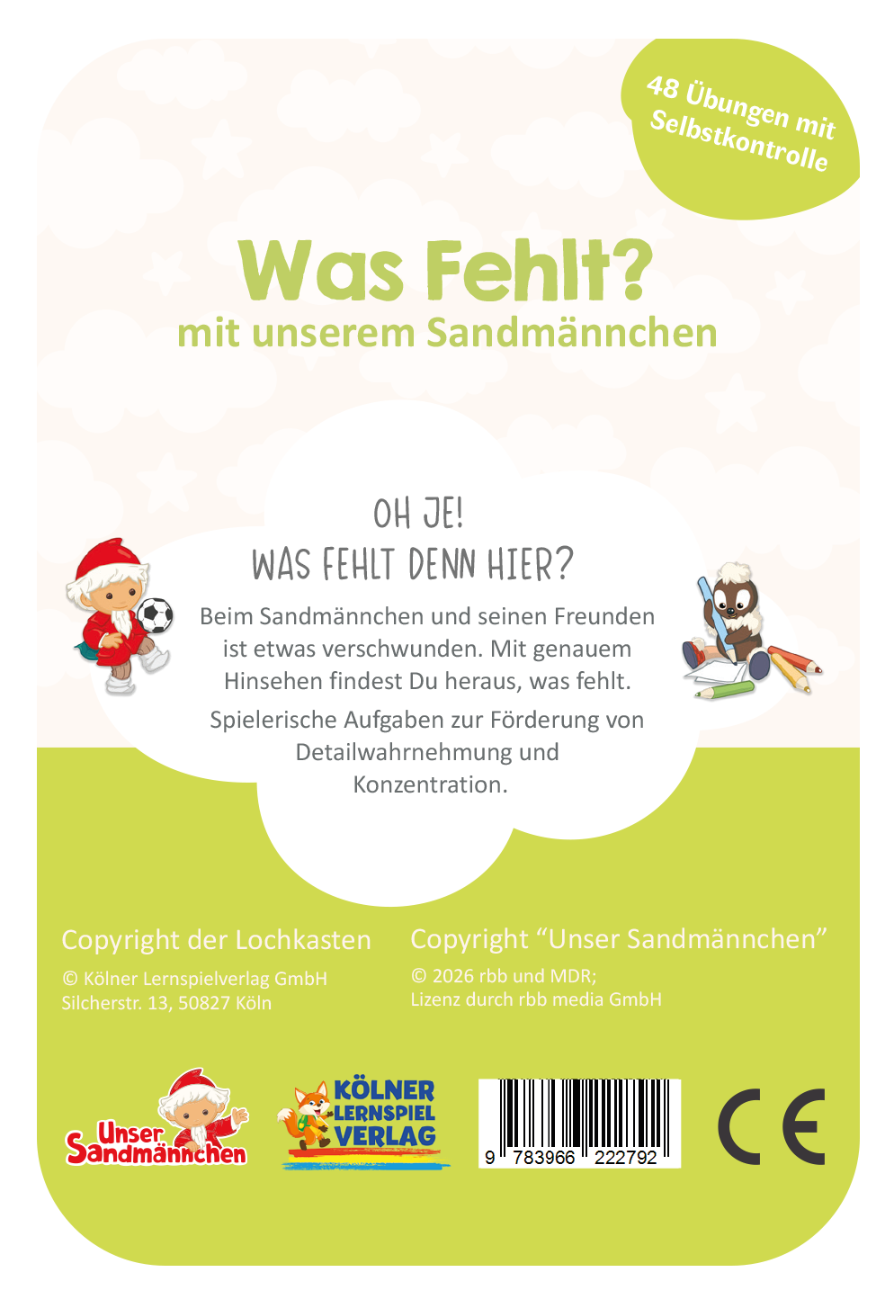 Was fehlt? Sandmännchen · 3-4 · Lochkasten Kartensatz
