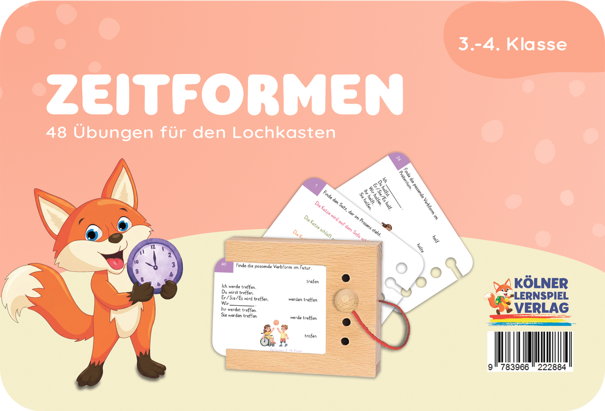 Zeitformen · 3.–4. Klasse · Kartensatz für den Lochkasten