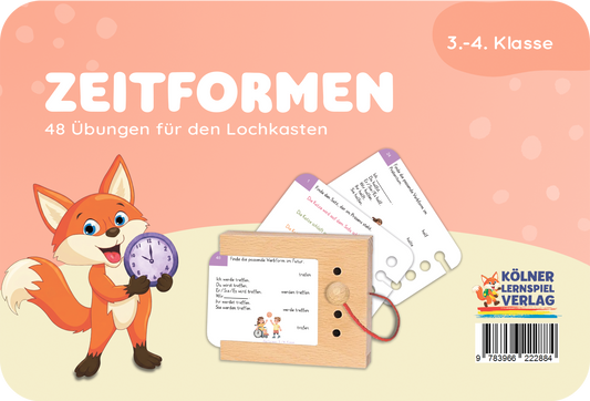 Zeitformen · 3.–4. Klasse · Kartensatz für den Lochkasten