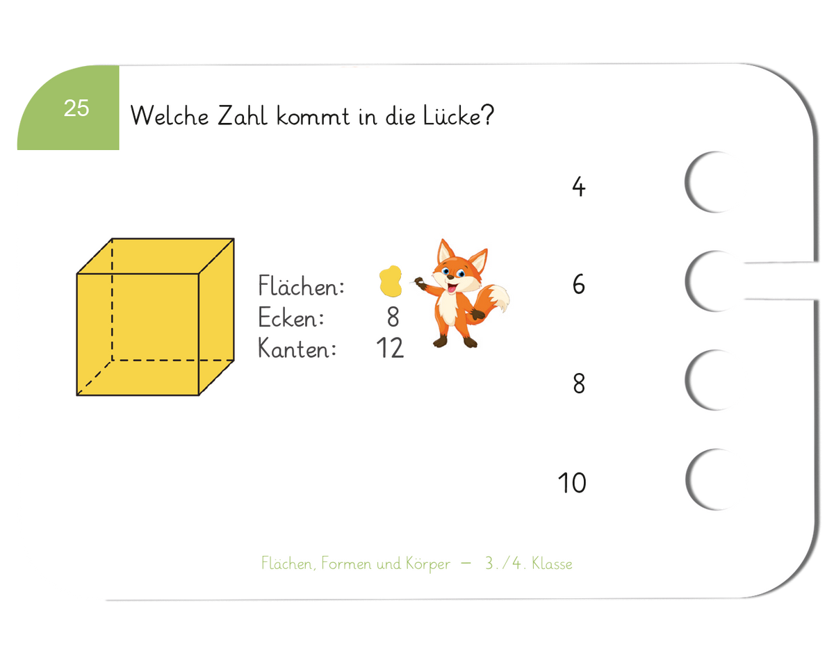 Flächen, Formen und Körper · 3.–4. Klasse · Kartensatz für den Lochkasten