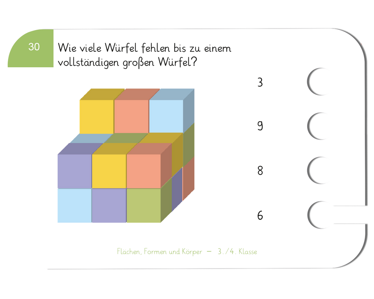 Flächen, Formen und Körper · 3.–4. Klasse · Kartensatz für den Lochkasten
