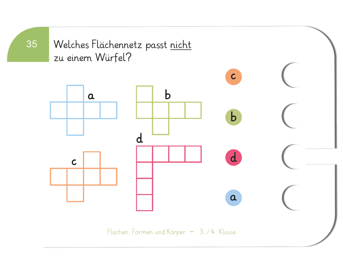 Flächen, Formen und Körper · 3.–4. Klasse · Kartensatz für den Lochkasten