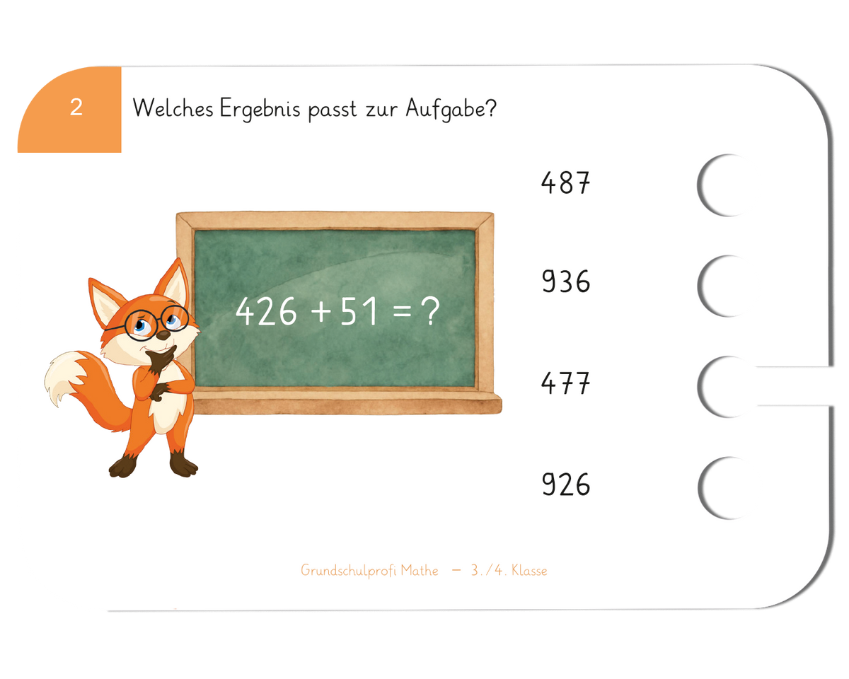 Grundschulprofi Mathe · 3.-4. Klasse · Kartensatz für den Lochkasten