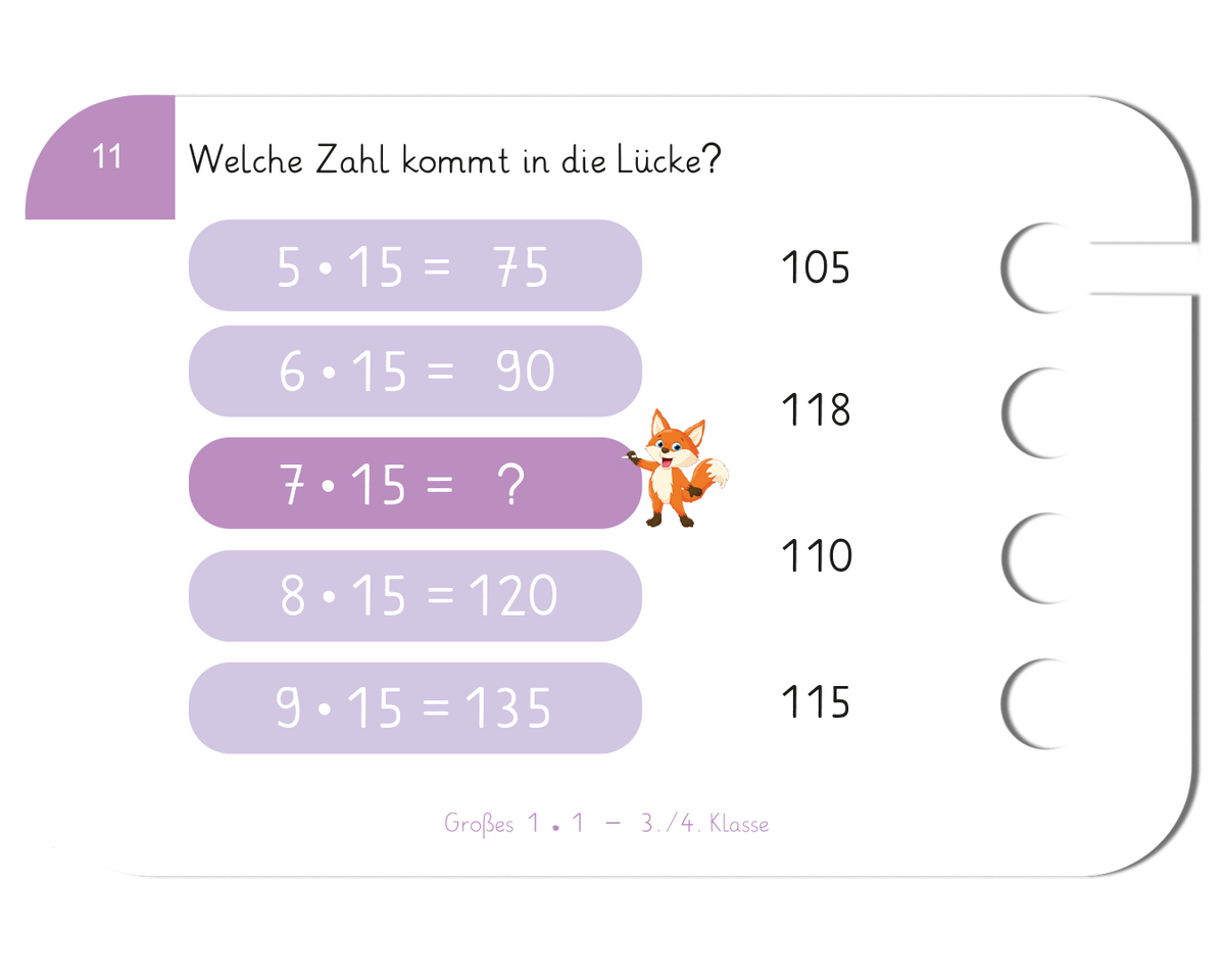 Großes 1x1 · 3.–4. Klasse · Kartensatz für den Lochkasten
