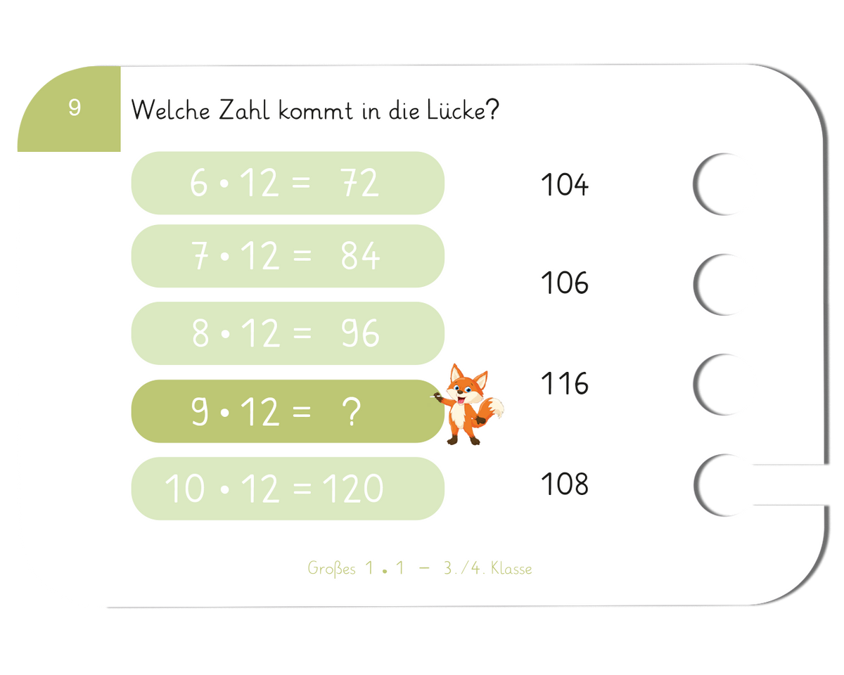 Großes 1x1 · 3.–4. Klasse · Kartensatz für den Lochkasten