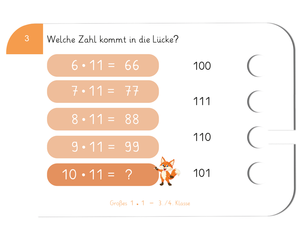 Großes 1x1 · 3.–4. Klasse · Kartensatz für den Lochkasten