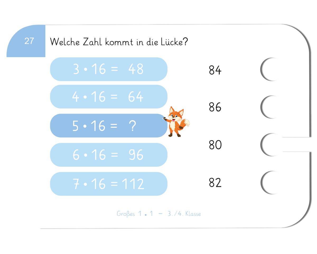 Großes 1x1 · 3.–4. Klasse · Kartensatz für den Lochkasten