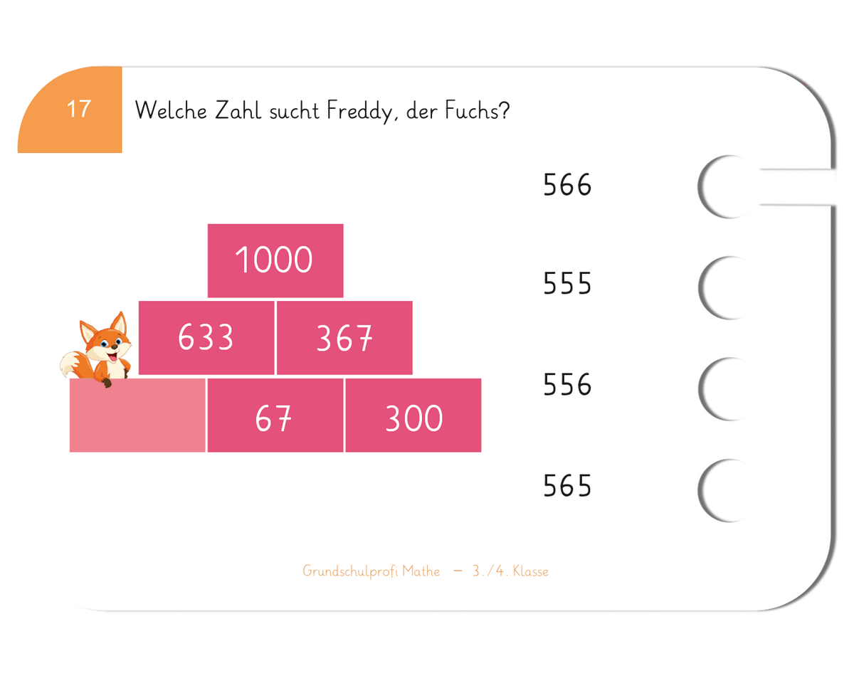 Grundschulprofi Mathe · 3.-4. Klasse · Kartensatz für den Lochkasten
