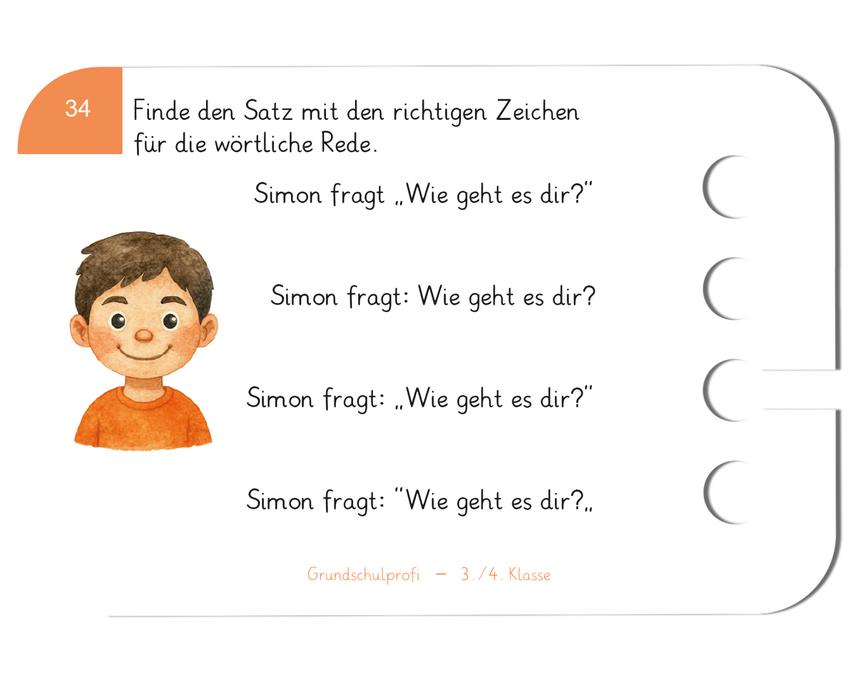 Grundschulprofi Deutsch · 3.–4. Klasse · Kartensatz für den Lochkasten