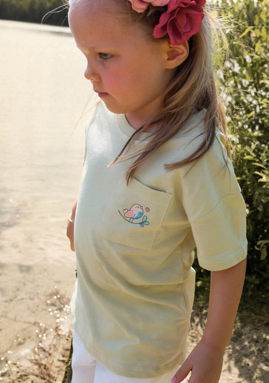 Noah's Ark T-Shirt mit Brusttasche Hellgrün aus Baumwolle