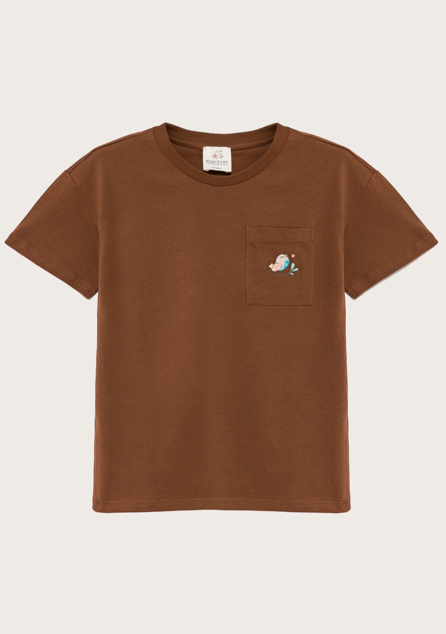 Noah's Ark T-Shirt mit Brusttasche Kastanienbraun aus Baumwolle
