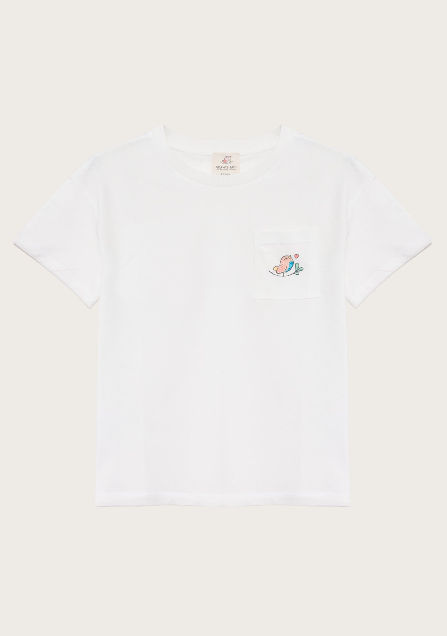 Noah's Ark T-Shirt mit Brusttasche Naturweiß aus Baumwolle