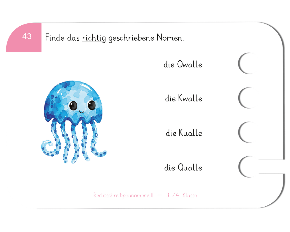 Rechtschreibphänomene II · 3.–4. Klasse · Kartensatz für den Lochkasten