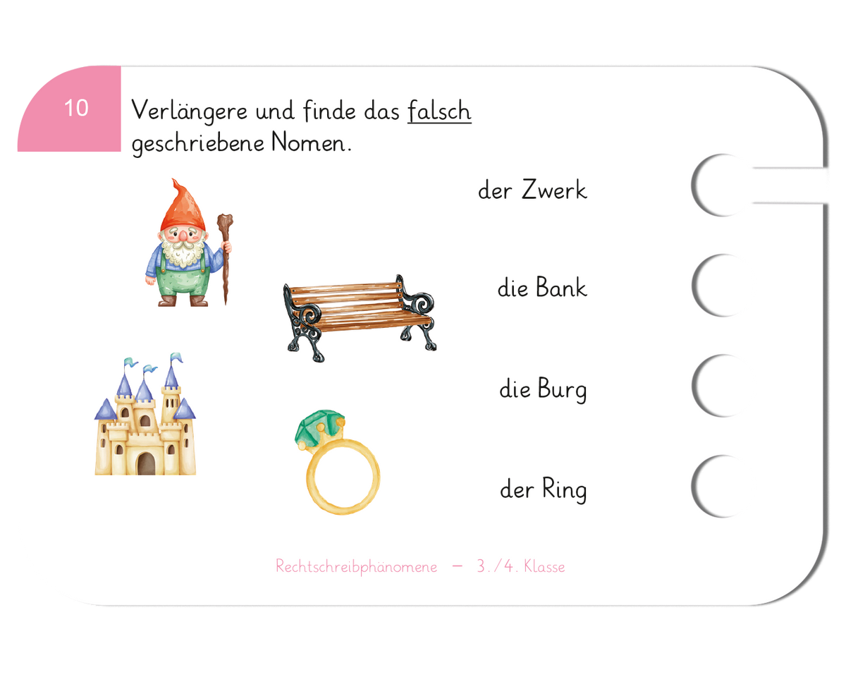Rechtschreibphänomene I · 3.–4. Klasse · Kartensatz für den Lochkasten