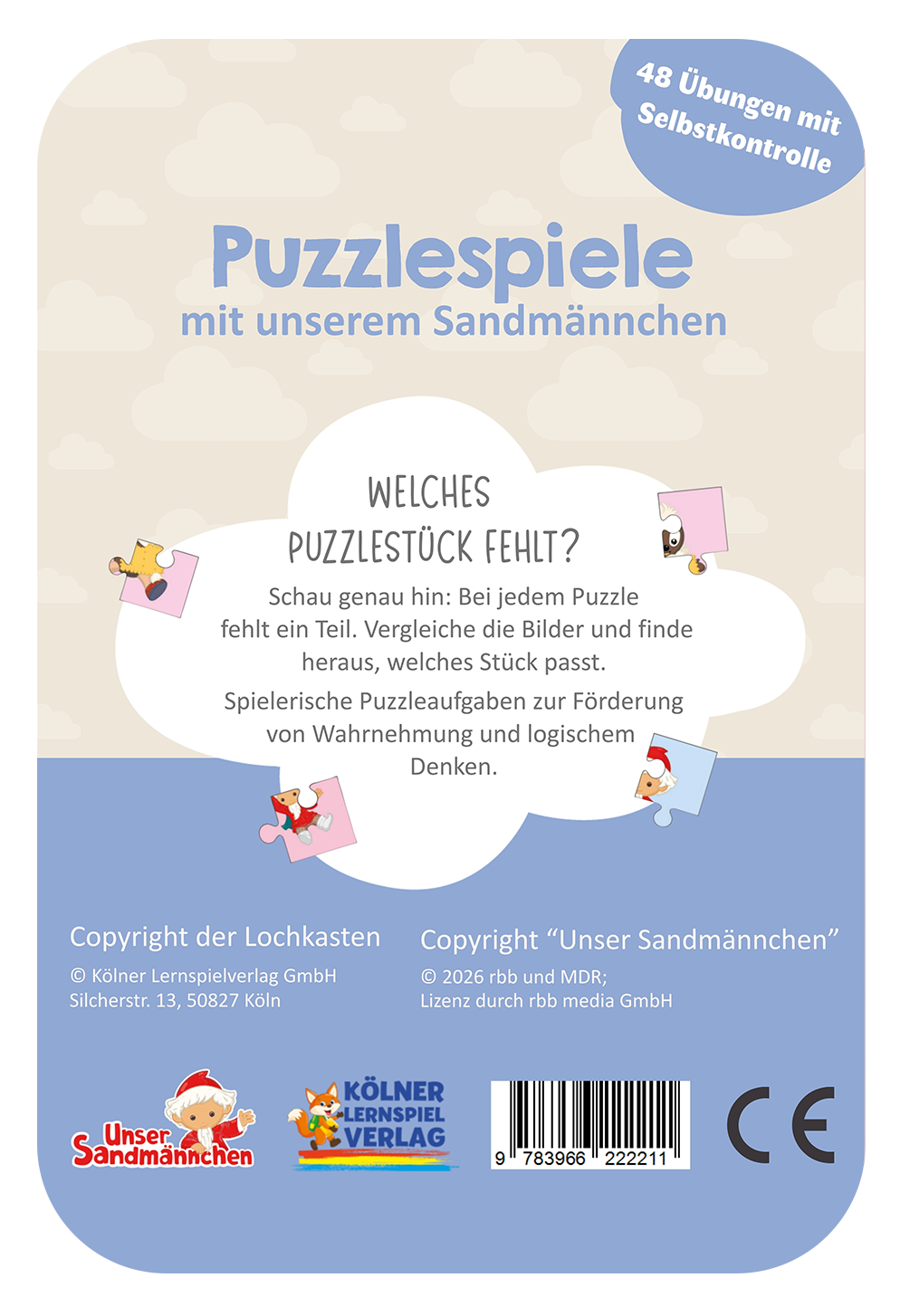 Puzzlespiele Sandmännchen ·  3-4 · Lochkasten Kartensatz