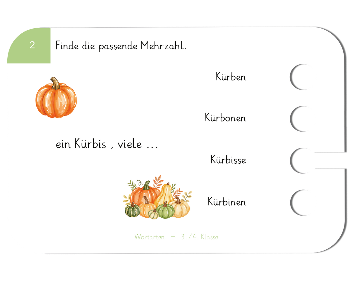 Wortarten · 3.–4. Klasse · Kartensatz für den Lochkasten